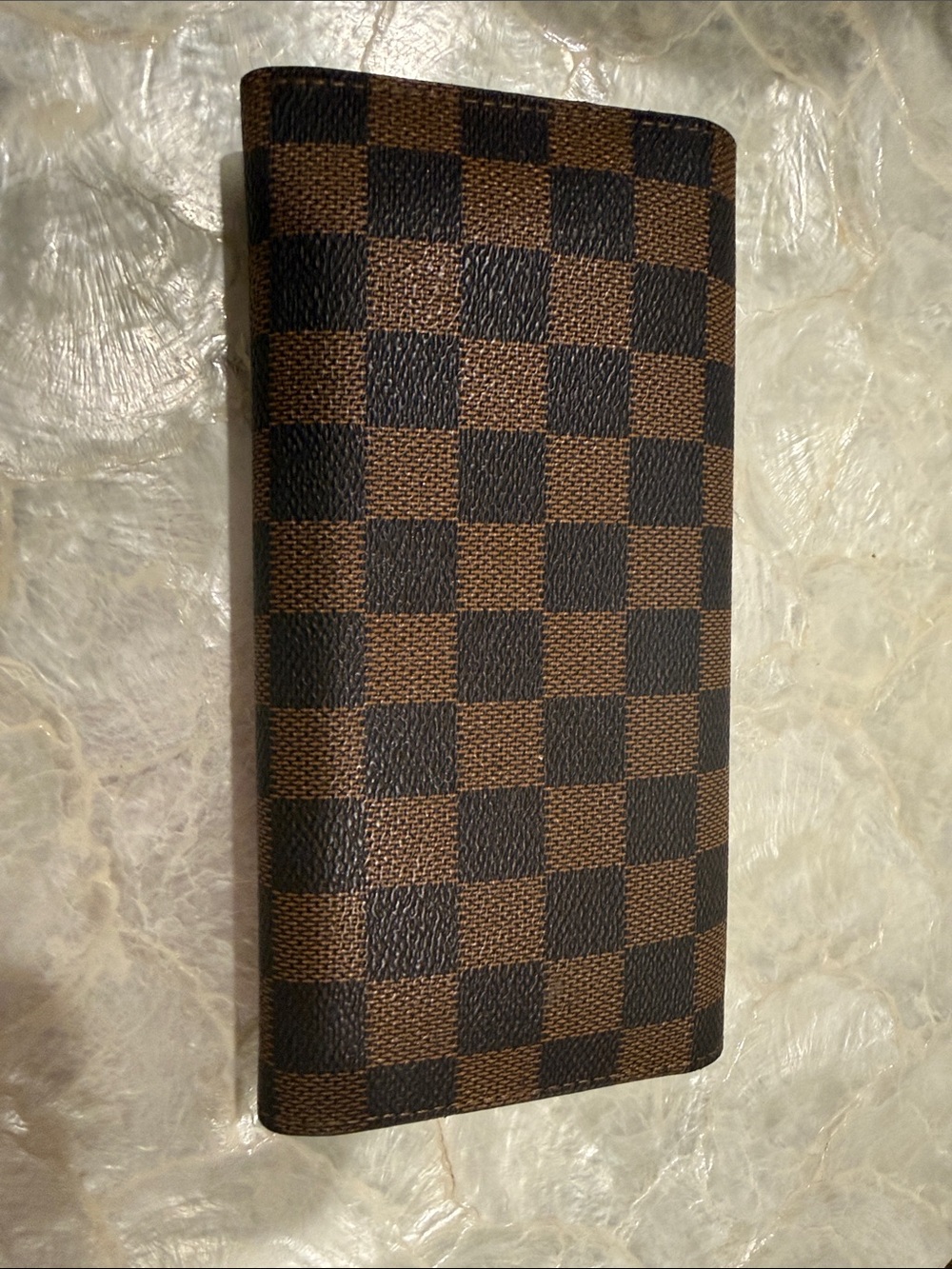 Damier Canvas Long Wallet with Red Snap - Picture 2 of 4